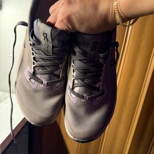 On Running Charcoal and Lavender Sneakers
